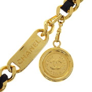 Chanel Chain Belt Medallion Gold Black Small Good 95A 116086