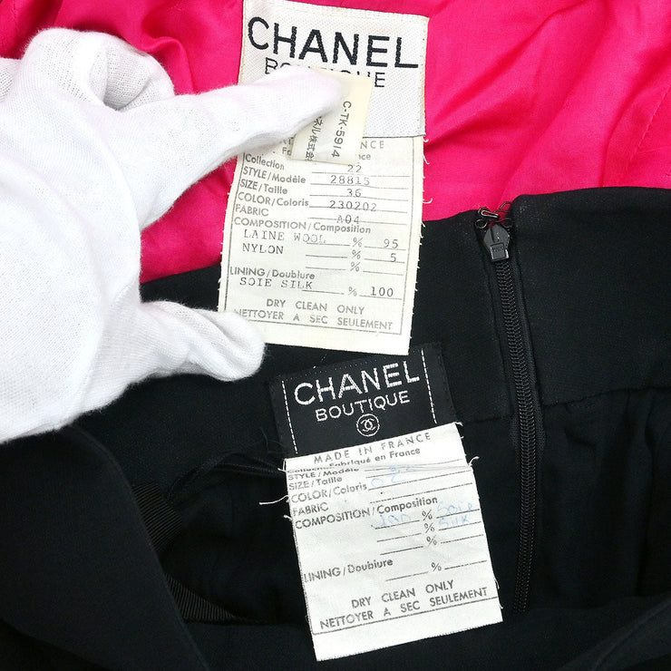 Chanel Setup Suit Jacket Skirt Pink Black 22/28815 #36 116087