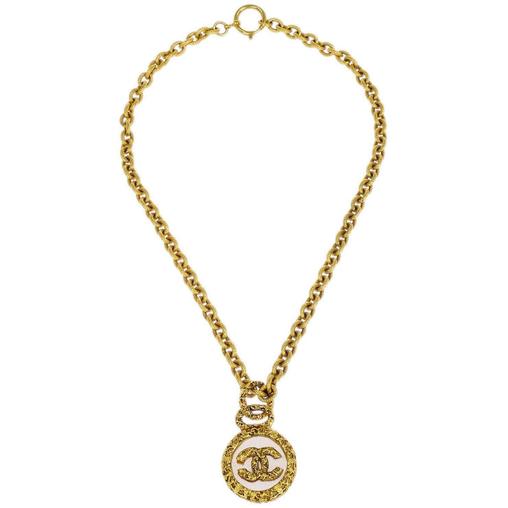 Chanel Gold Medallion CC Chain Pendant Necklace 93A 116089