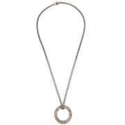 Celine Silver Chain Pendant Medallion Round Circle Necklace 116092
