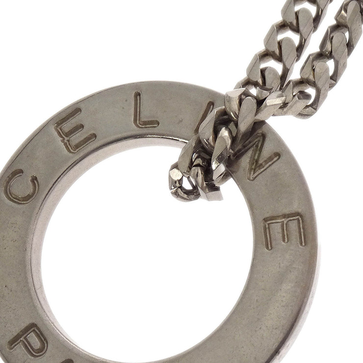 Celine Silver Chain Pendant Medallion Round Circle Necklace 116092