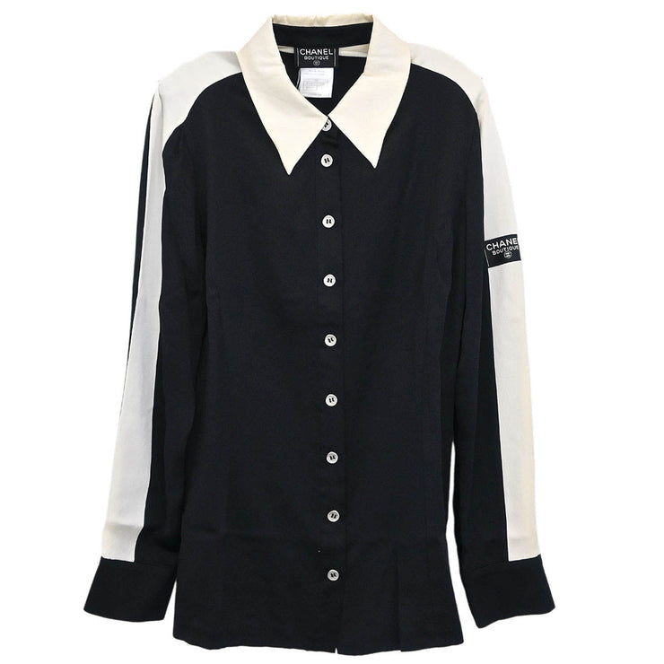 Chanel Blouse Shirt Black 98P #44 116100