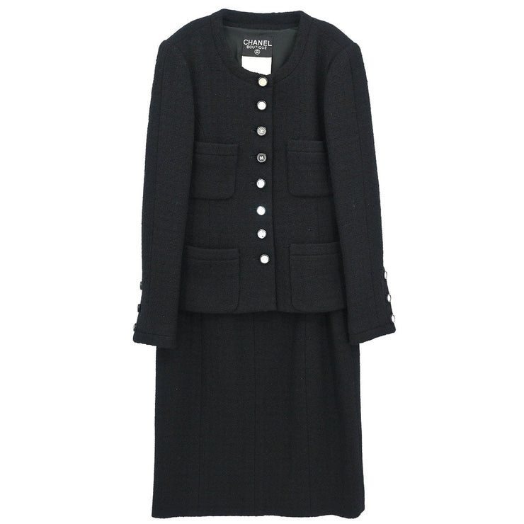 Chanel Setup Suit Jacket Skirt Black 95C #40 116102