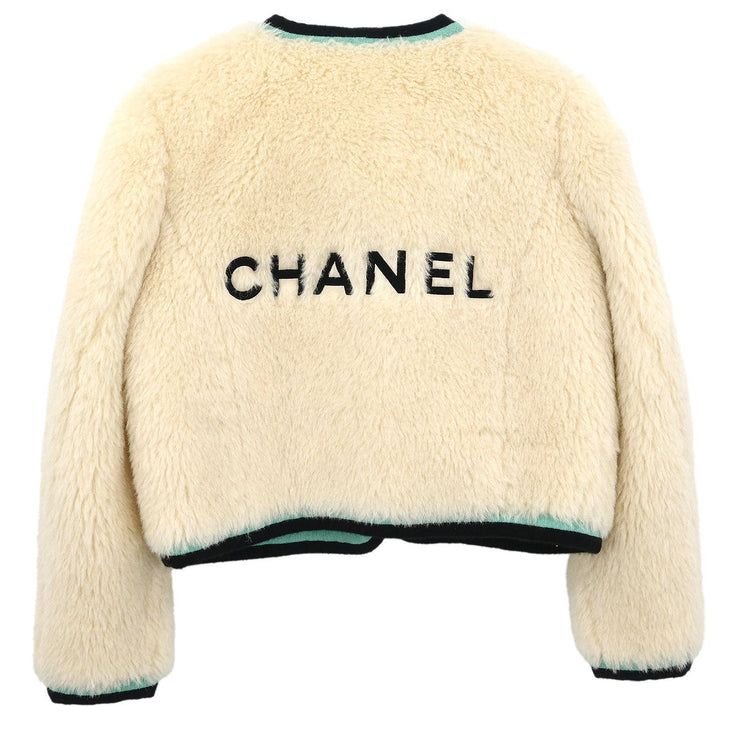 Chanel Long Sleeve Artificial Fur Jacket White 116110