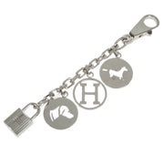 Hermes Amulet Bull Lock Key Holder Bag Charm Silver Small Good 116128