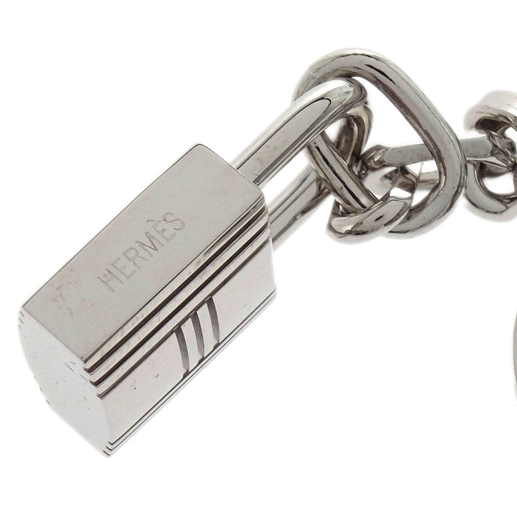 Hermes Amulet Bull Lock Key Holder Bag Charm Silver Small Good 116128