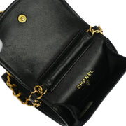 Chanel Black Calfskin Chain Shoulder Bag Pochette Case 116139