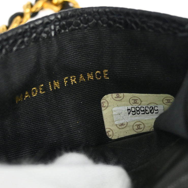 Chanel Black Calfskin Chain Shoulder Bag Pochette Case 116139