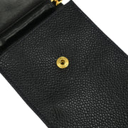 Chanel Black Calfskin Chain Shoulder Bag Pochette Case 116139