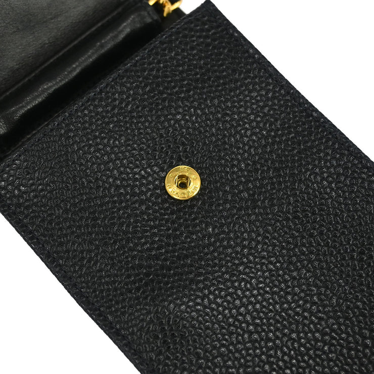 Chanel Black Calfskin Chain Shoulder Bag Pochette Case 116139