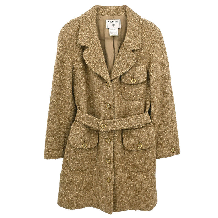 Chanel Single Breasted Coat Beige 01A #38 116153