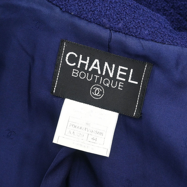 Chanel Single Breasted Jacket Navy 96C #44 116155