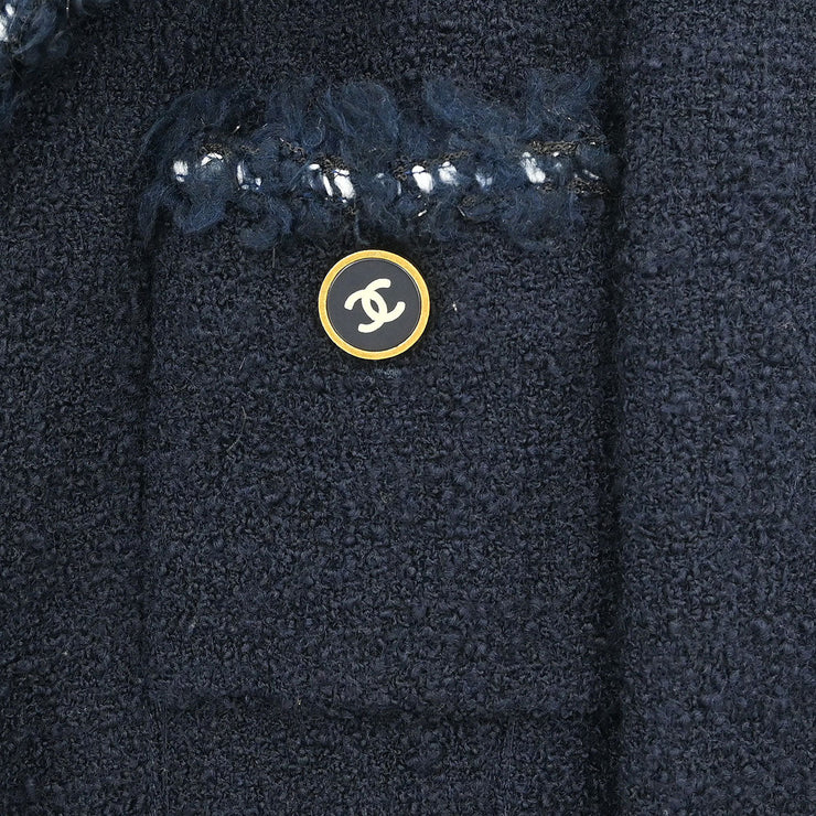 Chanel Setup Suit Jacket Skirt Navy 94A #38 116164