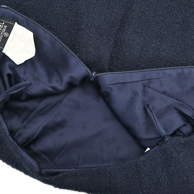 Chanel Setup Suit Jacket Skirt Navy 94A #38 116164