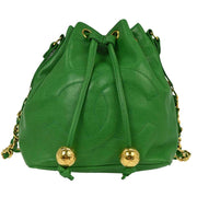 Chanel Green Calfskin Bucket Shoulder Bag 116181