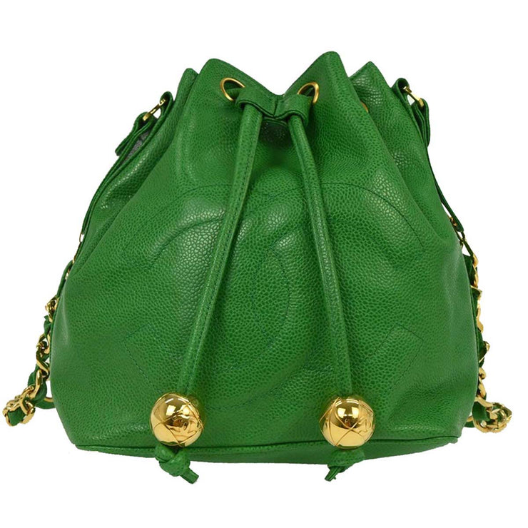 Chanel Green Calfskin Bucket Shoulder Bag 116181