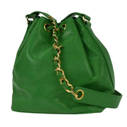 Chanel Green Calfskin Bucket Shoulder Bag 116181