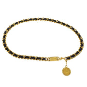 Chanel Chain Belt Medallion Gold Black Small Good 94P 116187