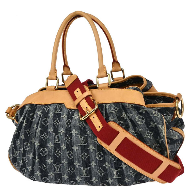 Louis Vuitton Blue Monogram Denim Cabas Raye GM 2way Tote M95336 AR0096 116200