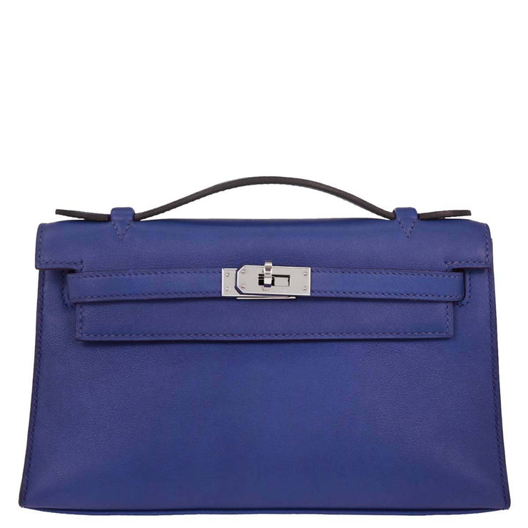 Hermes Blue Electric Swift Kelly Pochette Handbag Square: O 123.S 116407
