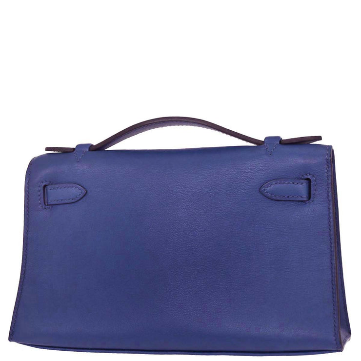 Hermes Blue Electric Swift Kelly Pochette Handbag Square: O 123.S 116407