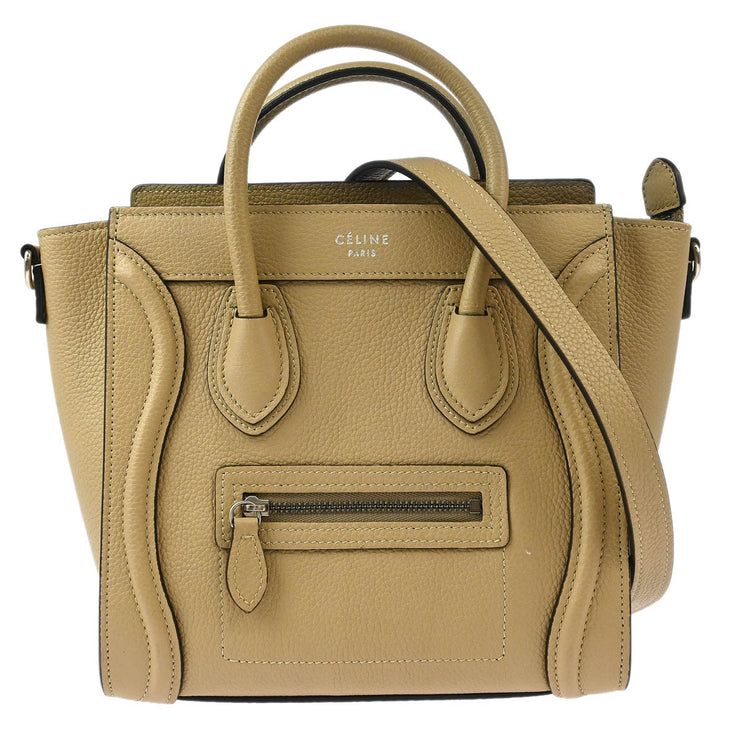 Celine Beige Leather Nano Luggage Tote Bag W-AT-0174 W-CU-0184 117117