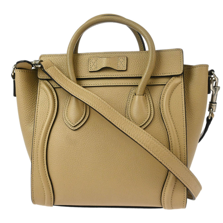 Celine Beige Leather Nano Luggage Tote Bag W-AT-0174 W-CU-0184 117117