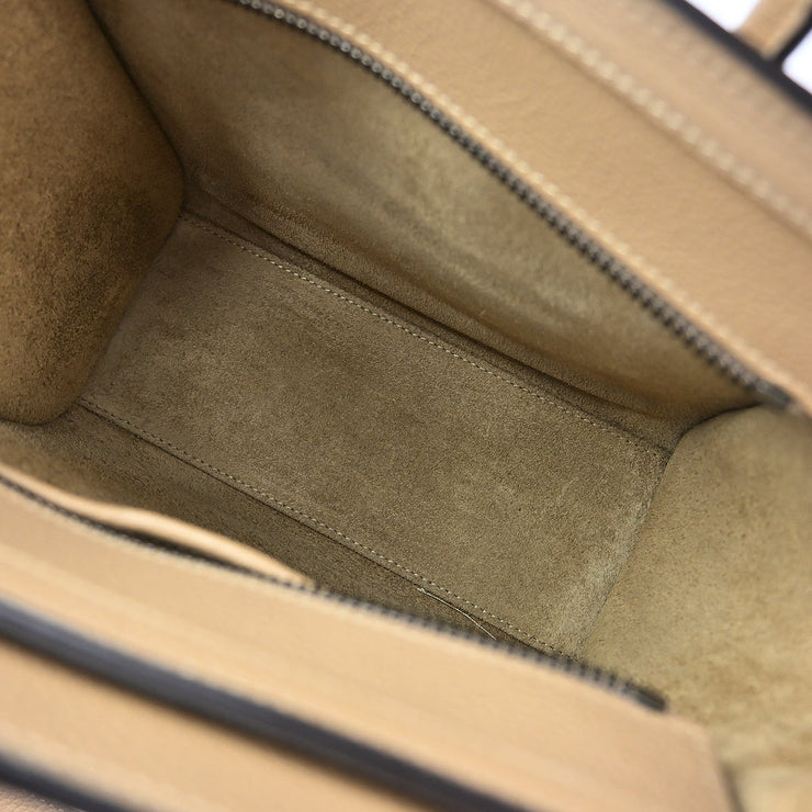 Celine Beige Leather Nano Luggage Tote Bag W-AT-0174 W-CU-0184 117117