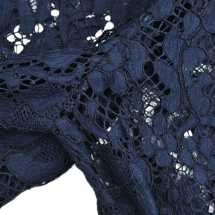 Prada Short Sleeve Lace Top Navy APD1 2015 4403 #42 124327