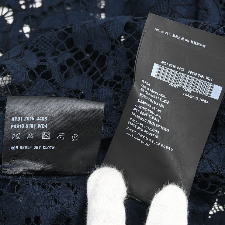 Prada Short Sleeve Lace Top Navy APD1 2015 4403 #42 124327