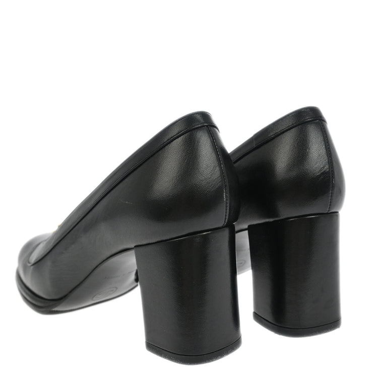 Chanel * Black Leather Shoes Pumps #35