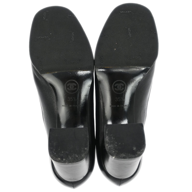 Chanel * Black Leather Shoes Pumps #35