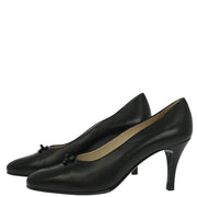 Chanel * Black Lambskin Turnlock Pumps Shoes #35