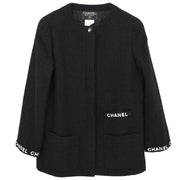 Chanel Single Breasted Collarless Jacket Black 95A #40 124702