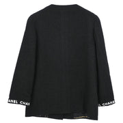 Chanel Single Breasted Collarless Jacket Black 95A #40 124702