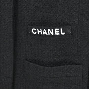 Chanel Single Breasted Collarless Jacket Black 95A #40 124702