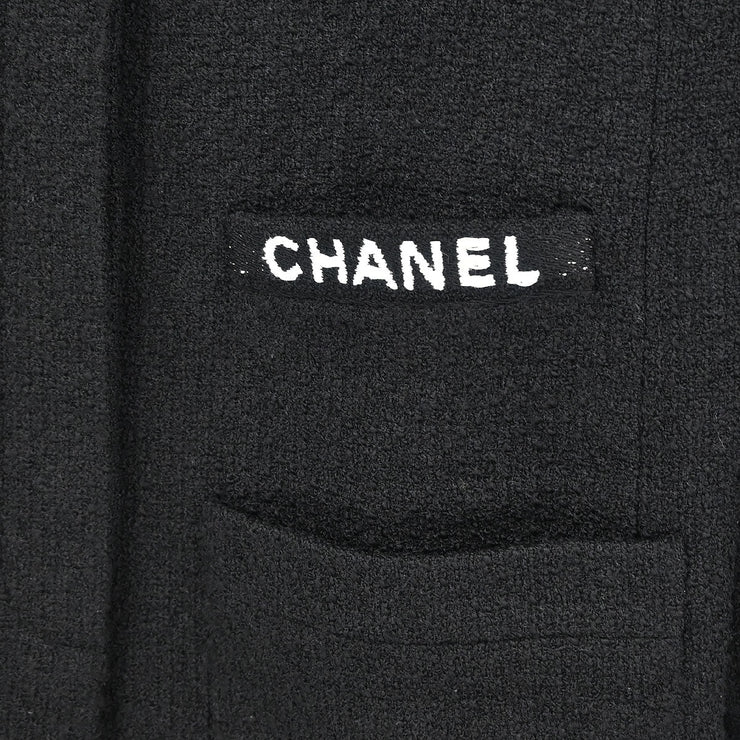 Chanel Single Breasted Collarless Jacket Black 95A #40 124702