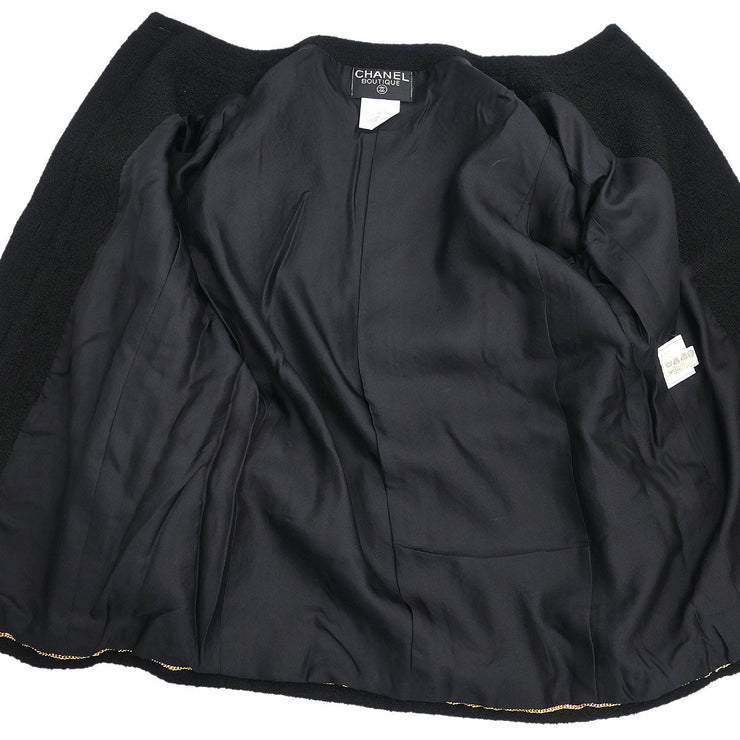 Chanel Single Breasted Collarless Jacket Black 95A #40 124702