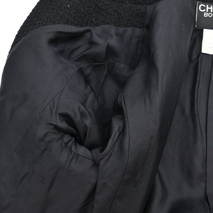 Chanel Single Breasted Collarless Jacket Black 95A #40 124702