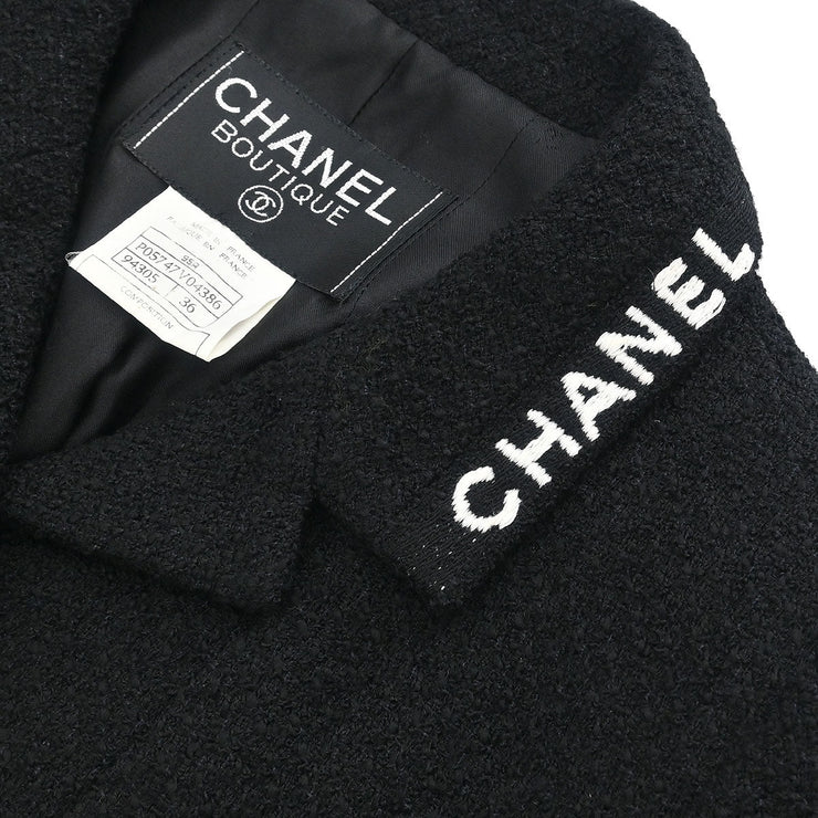 Chanel Single Breasted Jacket Black 95A #36 124958