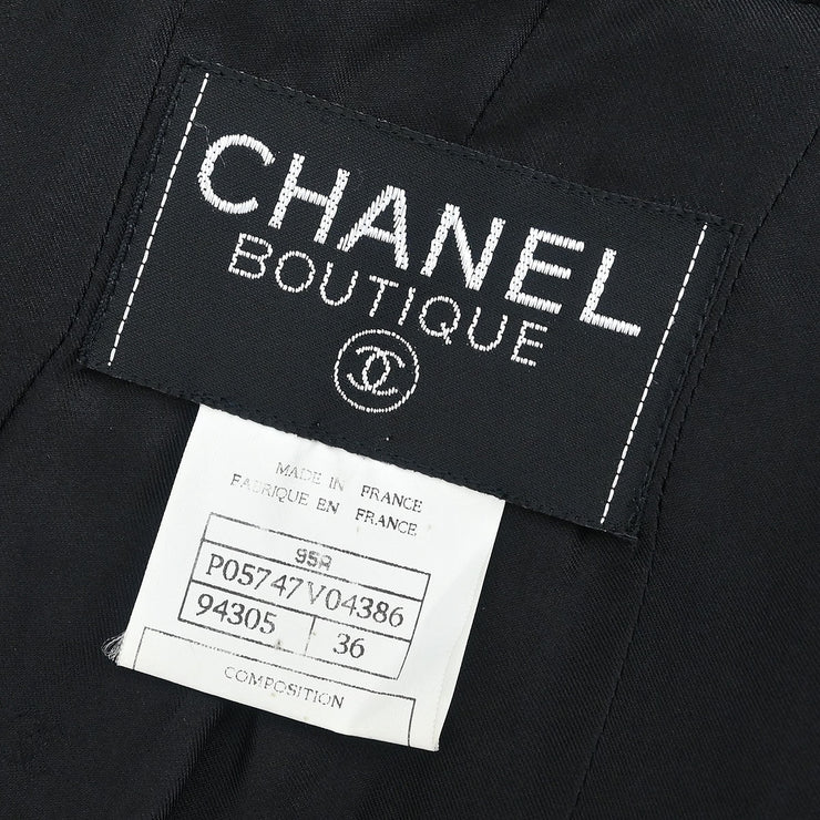 Chanel Single Breasted Jacket Black 95A #36 124958