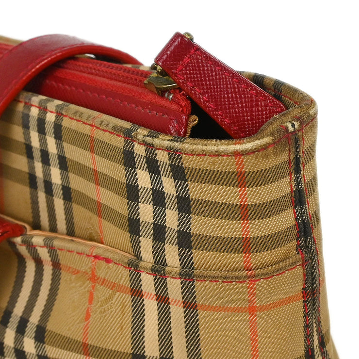 Burberry Beige Red House Check Tote Bag 124977