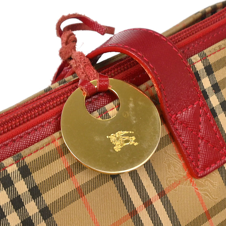 Burberry Beige Red House Check Tote Bag 124977