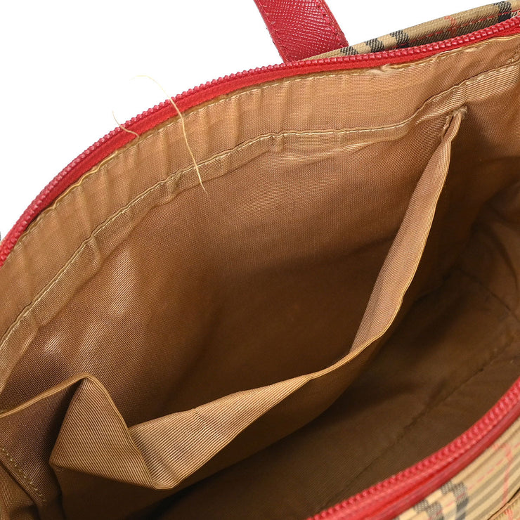 Burberry Beige Red House Check Tote Bag 124977
