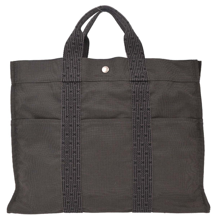Hermes Gray Canvas Herline Tote MM Handbag 124978