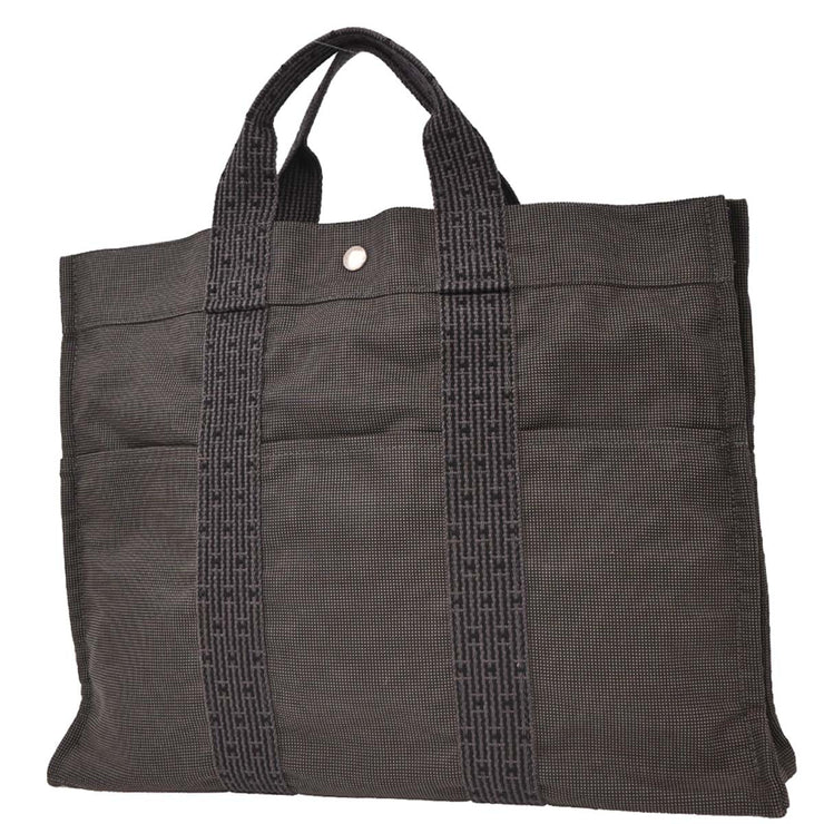 Hermes Gray Canvas Herline Tote MM Handbag 124978