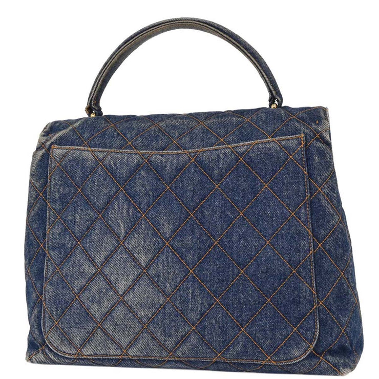 Chanel Blue Denim Top Handle Handbag 124985