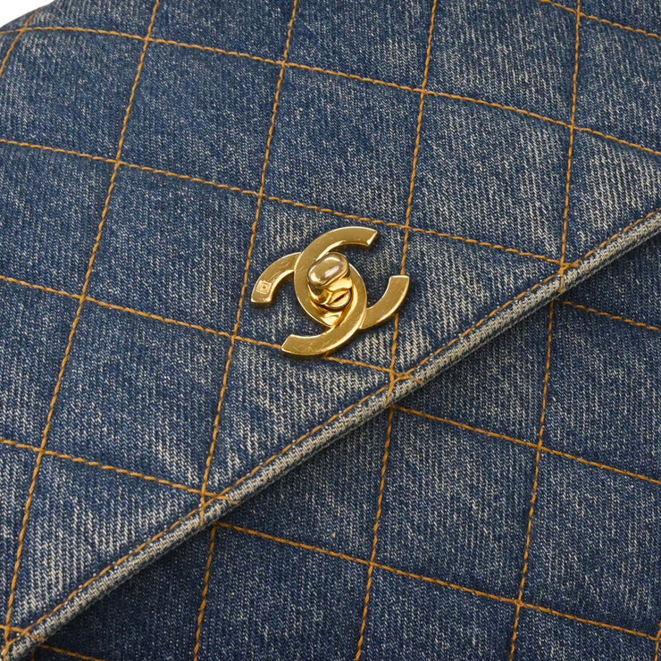 Chanel Blue Denim Top Handle Handbag 124985