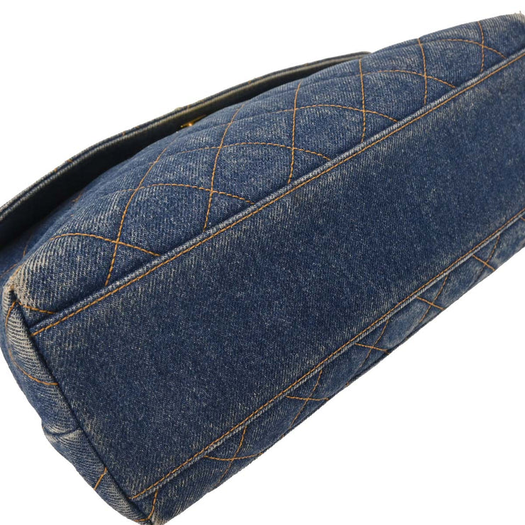 Chanel Blue Denim Top Handle Handbag 124985