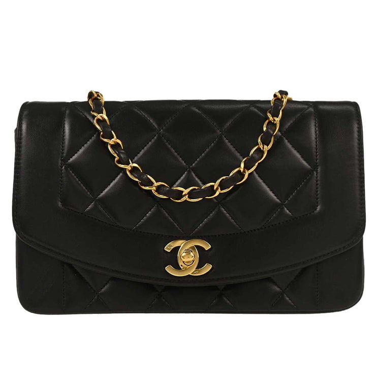 Chanel Black Lambskin Small Diana Shoulder Bag 124986